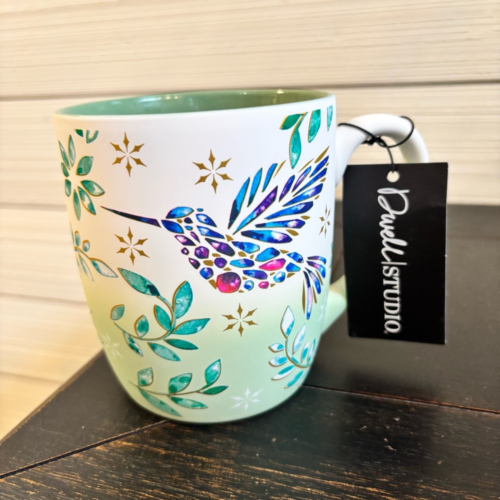 Dwell Studio Multicolored Hummingbird Coffee Tea Mug NEW